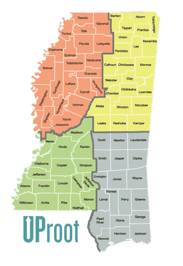 UProot Speakers Bureau Mississippi Regional Map